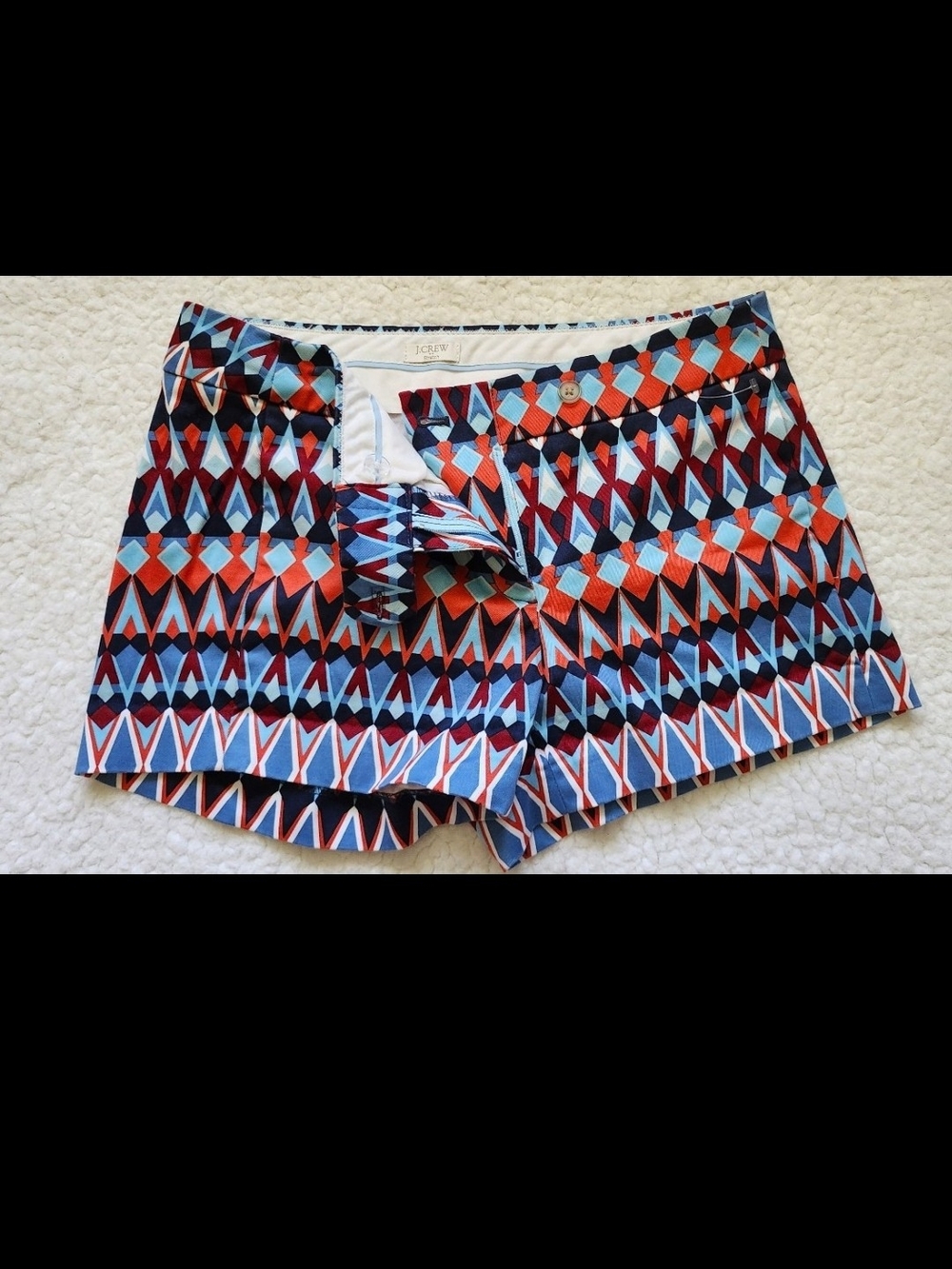 J. Crew Geometric Print Women's Shorts in Red, Blue, Navy